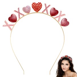 Valentine's Day Red Heart Head Boppers, Love Heart Headbands, Valentine's Day Heart Headbands, Heart Headband, Crystal Love Heart Hair Hoop, for Carnival, Valentine's Day, Wedding, Theme Party (A)