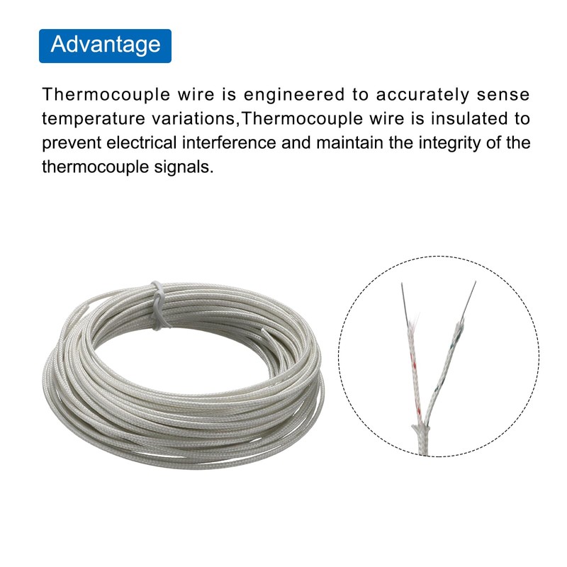 MECCANIXITY AWG 24 2x0.3 Thermocouple Wire Braided Fiberglass Insulation Up