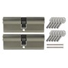 2x Profile Cylinder 100 mm 50/50 Simultaneous Locking Including 10