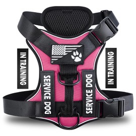 Demigreat Service Dog Harness, Reflective Dog Vest Harness with 5 PCS Patches, Adjustable Soft Oxford Pet Harness, Inner Layer Mesh, Easy to Control for Dogs