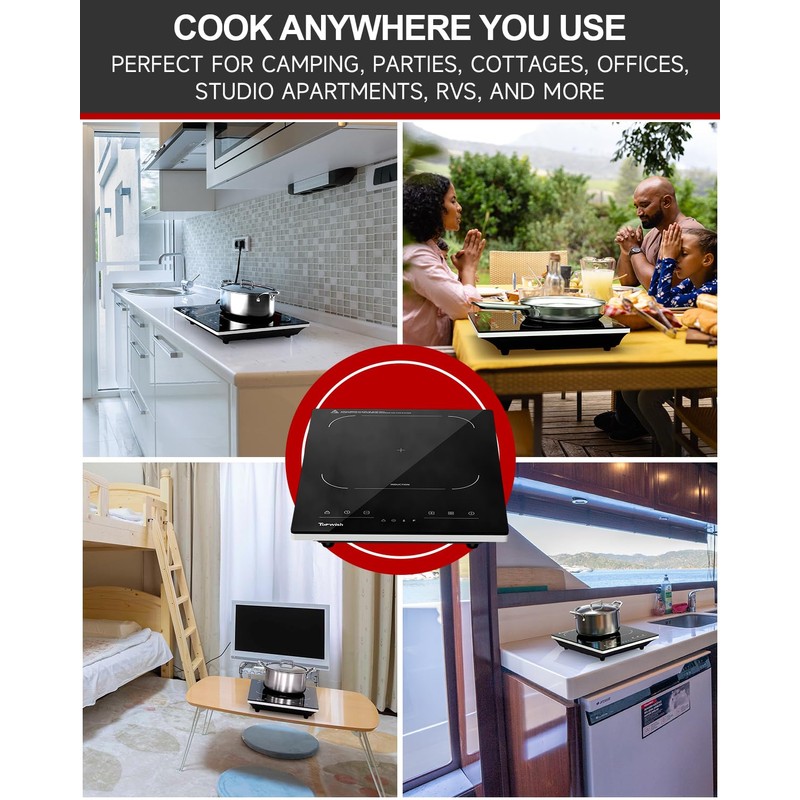 TOPWISH Portable Induction Cooktop, Hot Plate Countertop Burner with 10