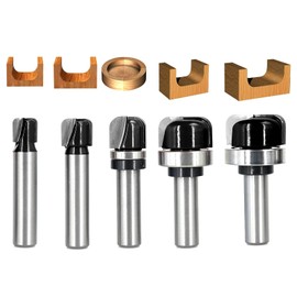 5PCS Bowl & Tray Template Router Bit Set 1/2 Inch Shank, Cove Juice Groove Router Bit, Carbide Tipped Circle Round Nose Cutting, Ideal for Making Wood Bowls, Trays, Boxes, Board Troughs