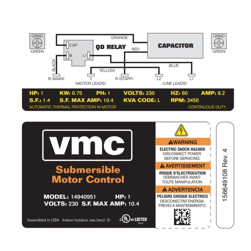 Red Lion RLCB10-230 1-HP 230-Volt VMC Control Box for Submersible