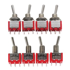 mxuteuk 8pcs 6 Terminal 2 Position DPDT Mini Miniature Toggle Switch Car Dash Dash On/On 5A 125V 2A 250V,MTS-202