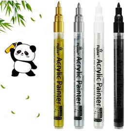 VHEONET Acrylic Paint Pens, 12 Pack 0.7mm Permanent Painting Markers DIY Craft for Rock Ceramic Glass Wood Plastic Canvas Fabric Mug, Quick Dry, High Volume Ink (Extra Fine-12PCS(3B3W3G3S))