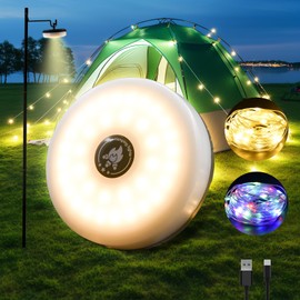 Camping String Lights,3-in-1 Quick Storage 32.8ft Rechargeable Tent Lights,8 Modes Outdoor String Lights Waterproof,Portable Retractable Camping Lantern for Hiking Awning Garden Party Festival Decor