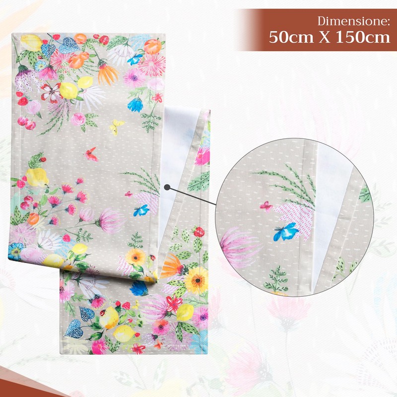 Maison d' Hermine Spring/Summer Table Runner, 100% Cotton, Decorative, Washable