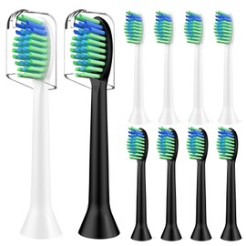Toothbrush Heads Replacment Compatible with 7am2m AM102/AM105 Sonic Electric Toothbrush - Soft Brush Heads Refills Compatible with 7am 2m, Black and White, 10 Count