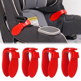 Car Seat Strap Organizer Clip – Keep Harness Straps Neat & Easily Accessible – Prevents Twisting & Tangling – Universal Fit for Infant, Toddler, and Booster Seats – Quick Installation, 2 Pack (Red)