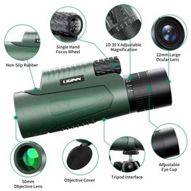 Sevitini Monocular, 10-30 x 50 monocular telescope, for adults and children, FMC BAK4 prism monocular binoculars, for sports events, bird watching, travel, hunting, concert, outdoor sports