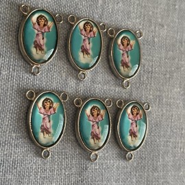 Divine Child Jesus Rosary Centers| Rosary Making Parts | Silver Tone