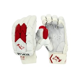 Almos Cricket Batting Gloves, Sports Professional Build, Cricket Batting for Right Handed Players, White Red Color Style, Adult Size Glove SHAH X Style