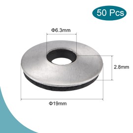 sourcing map Bonded Sealing Washers 19x6.3x2.8mm Stainless Steel EPDM Rubber Backed Screw Gasket, Pack of 50