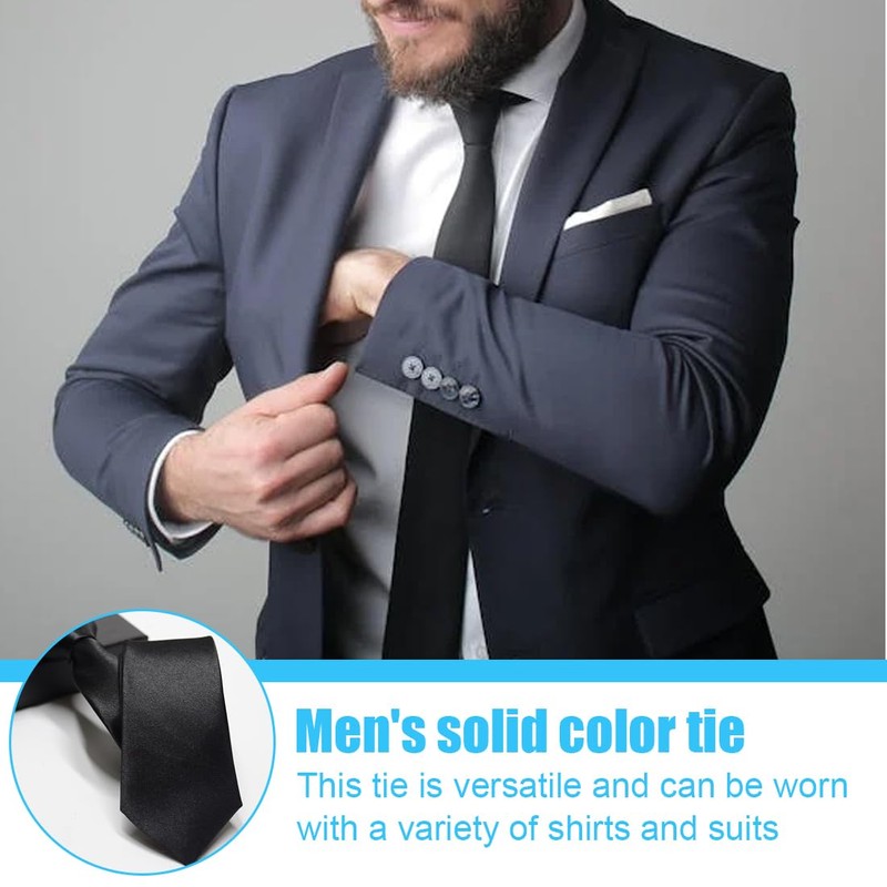 XPEX Pack of 3 Black Satin Tie for Men Elegant