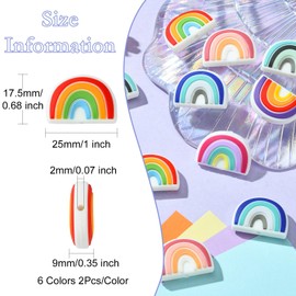 KitBeads - 12 abalorio de silicona con diseño de arco de Ranibow de 6 estilos con diseño de arco iris, abalorio de goma con forma de arco iris, para hacer joyas, llaveros, bolígrafos y manualidades