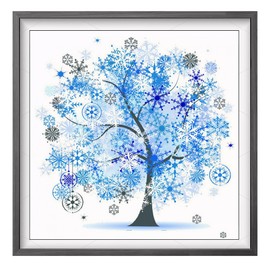 LOMTRATS Stamped Cross Stitch Kits 11 Count Embroidery Starter Kit DIY Handmade Tree of Life Winter for Beginners or Beginners