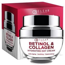 Clear Beauty- Hidratante facial diario con retinol y colágeno probado por dermatólogos, reduce arrugas, líneas finas y arrugas.                       