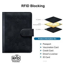 Passport Holder for Travel Passport Holder with Card Slots Holder Passport Case Passport cover for Women and Men Passport Wallet Travel Essentials and Accessories, Black Buckle, Buckle