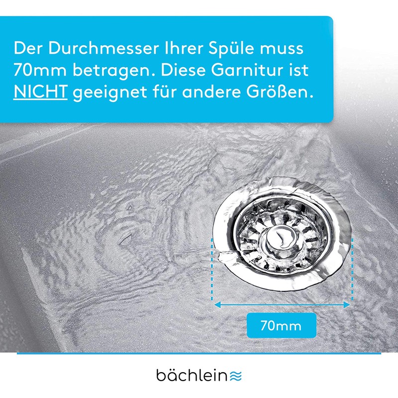 Bächlein Pop-Up Drain Fitting for the Sink, Diameter 70 mm