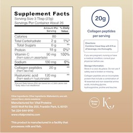 Vital Proteins Collagen Peptides Advanced, Hydrolyzed Peptides with Hyaluronic Acid and Vitamin C - Vanilla Flavor Powder, 21oz