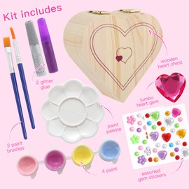 Yrinfay Treasure Chest Wooden for Painting Children - Paint Your Own Heart-Shaped Wooden Box - Craft Painting Set Children 4 5 6 7 8 Years - Wooden Craft Sets Gifts for Girls 9 10 11 12 Years