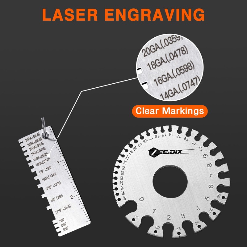 ZeeDix Wire Gauge Measuring Tool (2 Pcs) - Round Dual