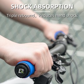 ROCKBROS Bike Grips Shock Absorption Foam Bike Handle Grips Soft Comfortable Non-Slip Double Locked on Mountain Bike Grips for BMX MTB Mountain Beach Cruiser Scooter E-Bike