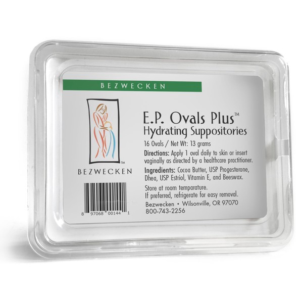 Bezwecken - E.P. Ovals Plus DHEA - 16 Oval Suppositories - Same Trusted Formula, New Improved Shape - Professionally Formulated to Alleviate Vaginal Dryness in Menopausal Women