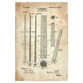 artboxONE Poster 30 x 20 cm Sport Billiard Cue (Antique) - Picture Pool Billiard Game Blue Break