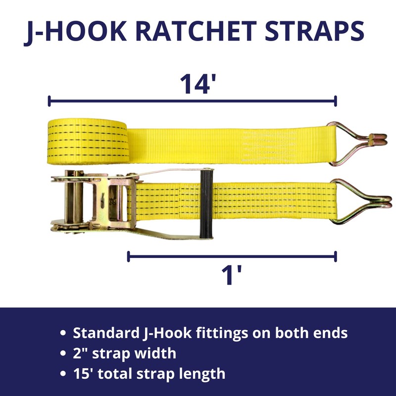 6 Pack 2" x15' Ratchet Strap Tie Down 5000LB J