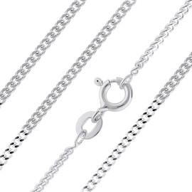 Aeon Jewellery 925 Sterling Silver Necklace - 1mm Diamond Cut Curb Chain Necklace | 30" Chain | Polishing Cloth & Pouch Bag Included