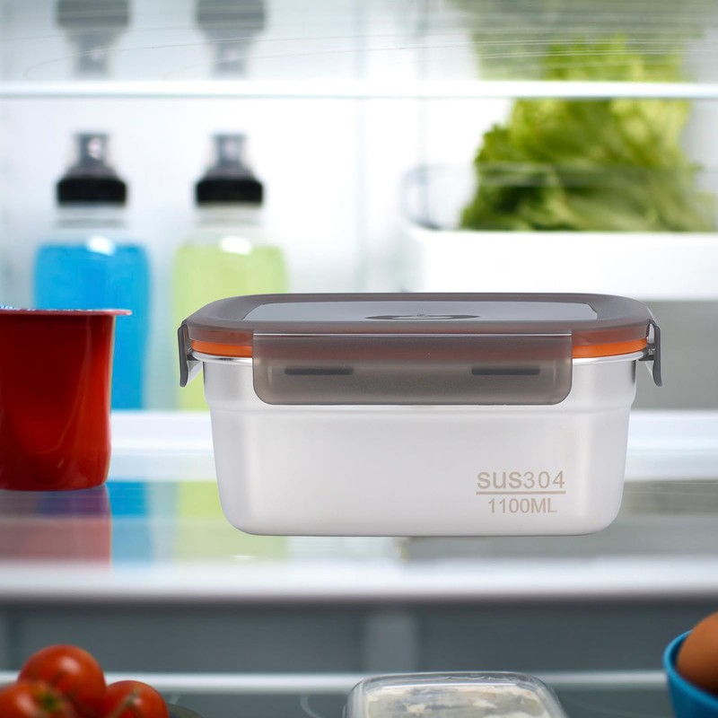 Generic Stainless Steel Rectangular Food Storage Container, 19cm x 9cm