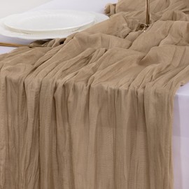 Socomi Nude Coffee Table Runner Spring Easter Cheesecloth Table Runner 170 inch Cheese Cloth 14FT Boho Rustic Gauze for Wedding Party Baby Shower Decor