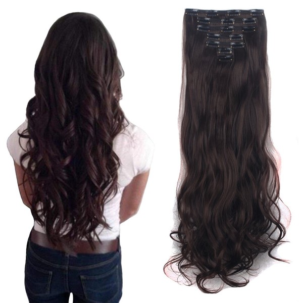 FIRSTLIKE 23-24 Inch 160g Straight Curly Real Thick Double Weft Full Head Clip In Hair Extensions 9 Colors Wigs For Women