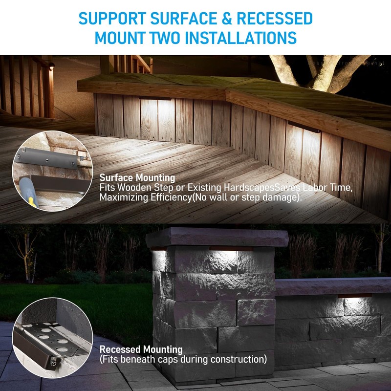 LEONLITE 12 Inch LED Hardscape Lighting, Update Retaining Wall Lights,