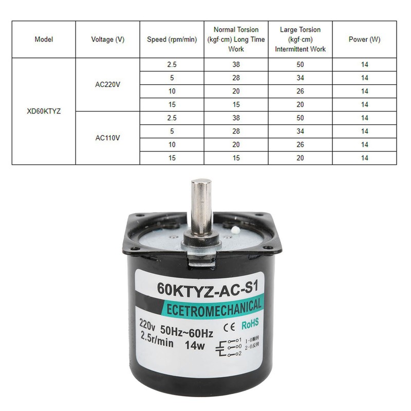 Mini Motor AC Synchronous Metal Gear Slow Speed Permanent Magnet