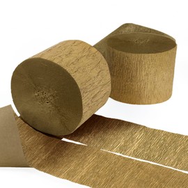 Crepe Paper Streamers Decors for Birthday Wedding Festival Ornament Graduation Colorful Candyland Party Backdrop, Rainbow DIY Supplies, Art Crafts （2 Pack Gold)