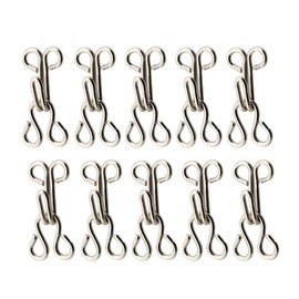 Healifty Pack of 50 Sewing Hooks and Eyes Closure Dress Hooks Sewing Clasp Metal Hooks Buckles for Coat Jacket Cape Clothing (Silver)