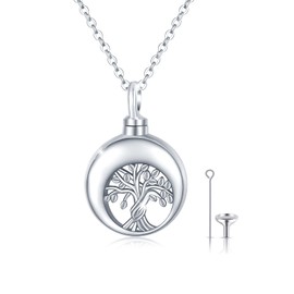 JFASHOP Ashes Necklace 925 Sterling Silver Tree of Life Pendant,Urn Necklace for Ashes Keepsake Tree of Life Cremation Ashes Valentines for Mum Dad Women Men
