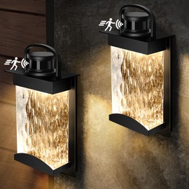 Lamomo Motion Sensor Outdoor Lights, 2 Packs LED Integrated Porch Lights, 1200 Lumen Dusk to Dawn Outdoor Wall, Waterproof Anti-Rust Exterior Light Fixture, 13W, Modern, Black, Energy Saving