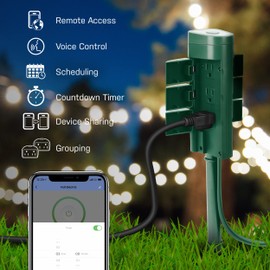 Feit Electric Plug/WiFi/STK/WP Work with Alexa and Google Home, Feit App, No hub Required, Remote Control from Anywhere 15 Amp Smart Outlets, Outdoor Yard, Green