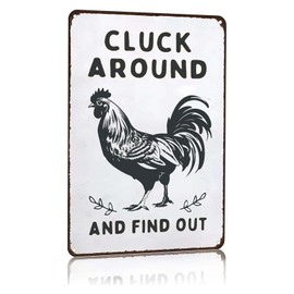 Beljeley Chicken Coop Metal Sign, Funny Rooster Kitchen Decor, Vintage Rustic Farmhouse Wall Art for Home, Farm & Garden White