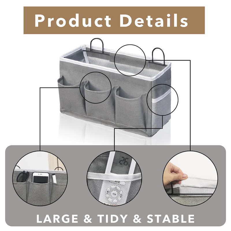 Kanrichu 2pcs 3-pockets Large Wall Hanging Organizer Bag, Linen Fabric