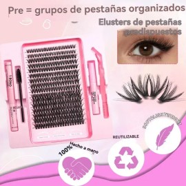 Kit de Extensión de Pestañas 40D Curvatura D para Volumen Ruso y Look Natural