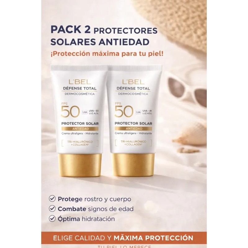 Protector Solar Lbel Antiedad 30 Ml 50 Fps 2 Unidades