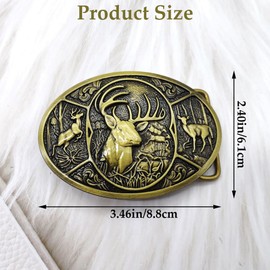 LIANCHEN Buckle Belt Buckle Deer Belt Buckle Bavaria Buckle for Interchangeable Belt Buckle Deer with Frame Fashionable Western Belt Buckle for 40 mm Belts for Men and Women, gold