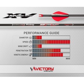 Victory Archery RIP XV 0.204" Small Diameter Hunting Arrow (Spine: 300, 6 Pack Fletched, Straightness ± 0.006 - Sport - Red)