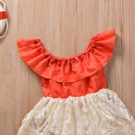 Seyurigaoka Toddler Baby Girl Moana Fancy Dress Romper Big Sister Litter Sister Matching Outfits for Princess Birthday Party (Off Shoulder Romper, 12-18 Months)