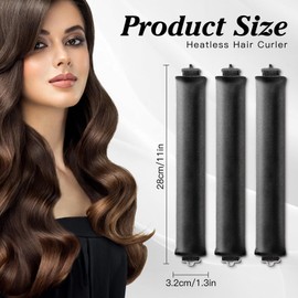 Heatless Curls Band, Overnight Curls, Pack of 3, Overnight Blowout Curls Without Heat, DIY Overnight Curls, Rubber, Heat-free Curls Overnight for Medium Long Hair (Black)