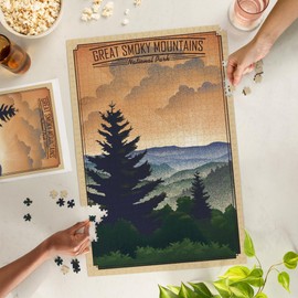Lantern Press 1000 Piece Jigsaw Puzzle, Great Smoky Mountains National Park, Lithograph National Park Series